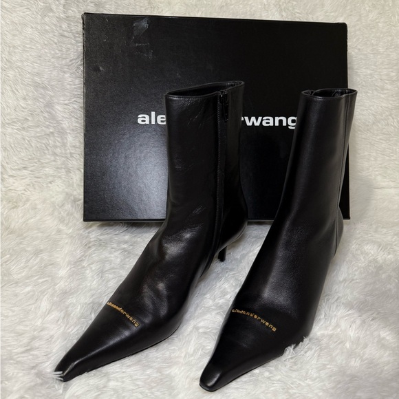 Alexander Wang Black Pointed Toe Heeled Boots 🖤 - Picture 1 of 9
